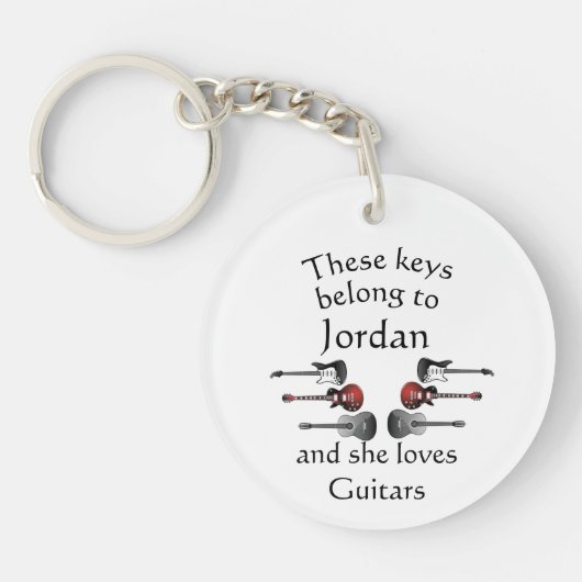 Keys Individuelle Name Lieben Gitarre Schlüsselanhänger (Vorderseite)