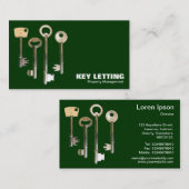 Keys - White on Dark Green Visitenkarte (Vorne/Hinten)