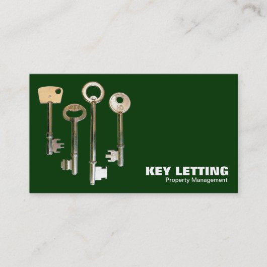 Keys - White on Dark Green Visitenkarte (Vorderseite)