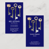 Keys - White on Deep Navy Visitenkarte (Vorne/Hinten)