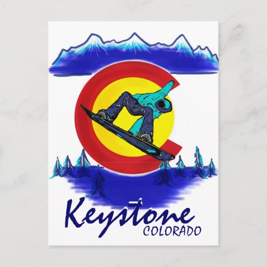 Keystone Colorado aquamariner Snowboarder Postkarte (Vorderseite)