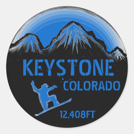 Keystone Colorado blaue Snowboard-Kunstkleber Runder Aufkleber (Vorderseite)