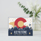 Keystone Colorado Flag Berg Skikletterer Postkarte (Stehend Vorderseite)