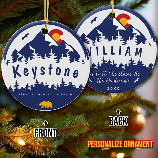 Keystone Colorado Flag Bergwandern Keramik Ornament