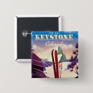 Keystone, Colorado Skigebiet Vintage Poster. Button