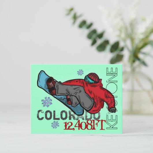 Keystone Colorado Snowboarder Postkarte (Stehend Vorderseite)