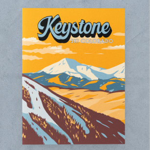 Keystone Colorado Winterskigebiet Vintag Postkarte