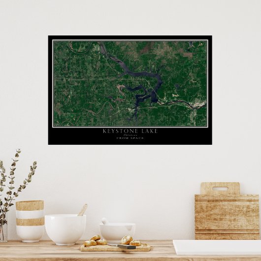 Keystone Lake Oklahoma von Space Satellite Map Poster (Küche)
