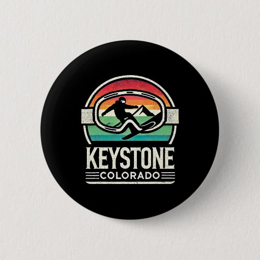 Keystone-Schneeschuhfahren Retro Colorado-Bergschn Button (Vorderseite)