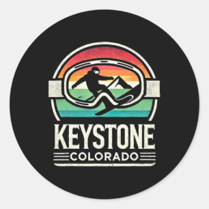 Keystone-Schneeschuhfahren Retro Colorado-Bergschn Runder Aufkleber