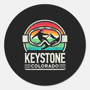 Keystone Snowboarden Retro Colorado Berg Runder Aufkleber