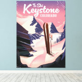 Keystone zum Ski Leinwanddruck (Insitu (Holzboden))