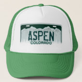 Kfz-Kennzeichen-Andenkenhut Aspen Colorado Truckerkappe (Vorderseite)