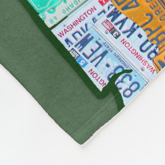 Kfz-Kennzeichen-Karte der USA auf Grün Fleecedecke (Ecke)