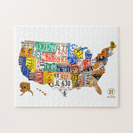 Kfz-Kennzeichen-Karte des USA-Puzzlespiels Puzzle (Horizontal)