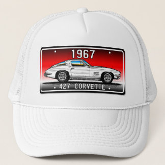 Kfz-Kennzeichen-Kunst-Roter Hintergrund 1967 C2 Truckerkappe