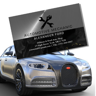 Kfz-Mechanik-Werkstatt Metallischer silberglänzend Magnetische Visitenkarte