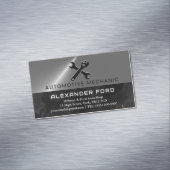 Kfz-Mechanik-Werkstatt Metallischer silberglänzend Magnetische Visitenkarte (Beispiel)