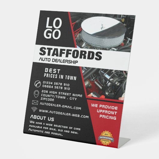 Kfz-Motor, Auto-Vertriebswerbung Sockelschild (Vorderseite)