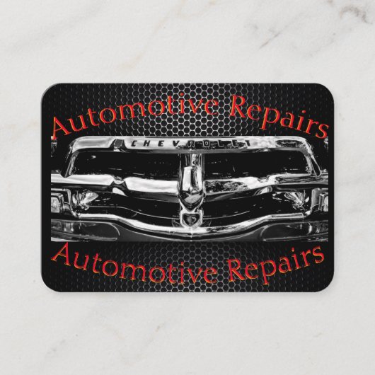 Kfz-Reparaturen, Visitenkarte, Schwarzes, Chrom, Visitenkarte (Vorderseite)