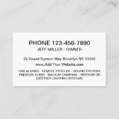 Kfz-Sicherheit und Klangsysteme Visitenkarte (Rückseite)