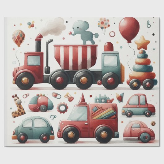 Kfz-Spielzeug-Umschlagpapier Geschenkpapier (Flach)