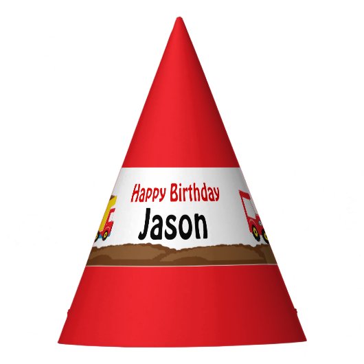 Kfz-Verkehr & Digger Geburtstag Partyhütchen (Vorderseite)