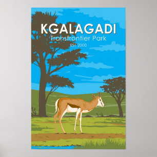 Kgalagadi Transborder Park Travel Art Vintag Poster