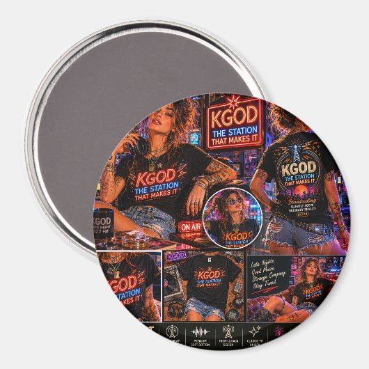 KGOD Radio Late Night  Magnet (Vorderseite/Rückseite)