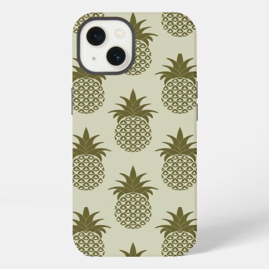 Khaki Ananasmuster iPhone Hülle (Rückseite)