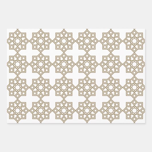 Khaki Arabesque Geometric Muster Geschenkpapier Set (Vorderseite)