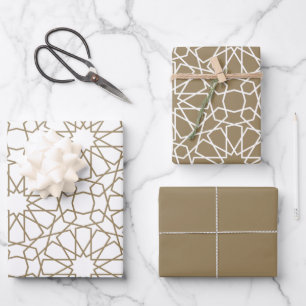 Khaki Arabesque Muster Geschenkpapier