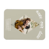 Khaki Beige Diamond Foto Wedding Save the Date Magnet (Horizontal)