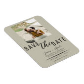 Khaki Beige Save the Date Foto Wedding Magnet (Rechte Seite)