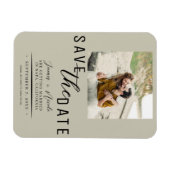 Khaki Beige Save the Date Foto Wedding Magnet (Horizontal)