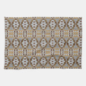 Khaki Beige Taupe Dark Brown Gray Tribal Art Geschirrtuch (Horizontal)