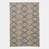 Khaki Beige Taupe Dark Brown Gray Tribal Art Geschirrtuch (Vertikal)