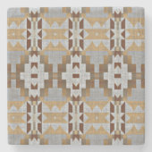 Khaki Beige Taupe Dark Brown Gray Tribal Art Steinuntersetzer (Vorderseite)