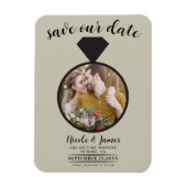 Khaki Beige Wedding Ring Foto Save the Date Magnet (Vertikal)