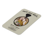 Khaki Beige Wedding Ring Foto Save the Date Magnet (Linke Seite)