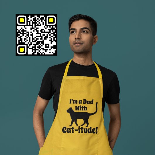 Khaki Black Personalisiert Crazy Cat Daddy Lange Schürze