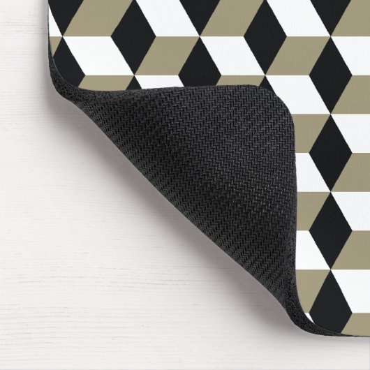 Khaki Black & White 3D Cubes Pattern Mousepad (Ecke)