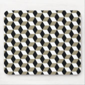 Khaki Black & White 3D Cubes Pattern Mousepad (Vorne)
