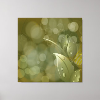 Khaki Bokeh Blätter Wrapped Canvas Leinwanddruck