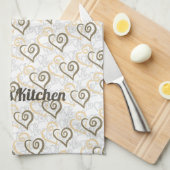 Khaki Brown Linked Heart Art Custom Geschirrtuch (Viertel Falte)