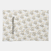 Khaki Brown Linked Heart Art Custom Geschirrtuch (Horizontal)