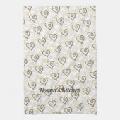 Khaki Brown Linked Heart Art Custom Geschirrtuch (Vertikal)