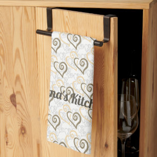 Khaki Brown Linked Heart Art Custom Geschirrtuch
