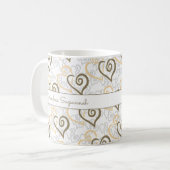 Khaki Brown Linked Heart Art Custom Kaffeetasse (Vorderseite Links)