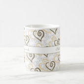 Khaki Brown Linked Heart Art Custom Kaffeetasse (Mittel)